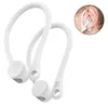 Two white silicone ear hooks for AirPods are shown against a white background. A small inset image shows the ear hooks being worn in a person's ear. Produktbild-Vorschau