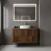 A modern bathroom vanity with a sink and mirror. Produktbild-Vorschau