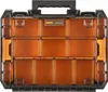 A top-down view of an open storage case with multiple compartments. Podgląd zdjęcia produktu