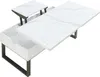 A white marble-look coffee table with a black metal frame, shown with one of its lift-top sections raised. Náhled obrázku produktu