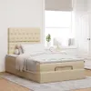 vidaXL Letto ottomano con materasso e LED in tessuto crema Anteprima dell’immagine prodotto 4