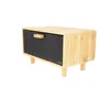 A bread box with a drawer, made of wood and black material, on a white background. Náhled obrázku produktu
