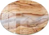A close-up, top-down view of an oval-shaped glass cutting board with a natural wood and resin pattern. Podgląd zdjęcia produktu