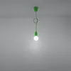 A green pendant light hangs from a white ceiling. Produktbild-Vorschau