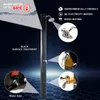 A black solar shower with various feature callouts and close-up views of its components. Produktbild-Vorschau