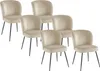 6er Set Stühle aus Velours und Metall - Farbe beige - Produktbild-Vorschau 1