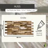 A diagram showing the dimensions and a visual representation of wood-look wall panels, along with an icon indicating the need for adhesive. Produktbild-Vorschau