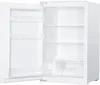 An open, empty white refrigerator with shelves and drawers. Produktbild-Vorschau