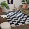 Volero - Tapis à damier - Blox Franges Bleu - 140x200 cm Voir les images du produit 1