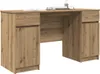 A wooden desk with drawers and cabinets against a white background. Produktbild-Vorschau