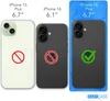 Three iPhones are shown side-by-side, with labels indicating their models and screen sizes. The first two iPhones have a red 'no' symbol, while the third has a green checkmark. Produktbild-Vorschau