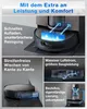 Collage of images showing features of a robot vacuum cleaner. Produktbild-Vorschau