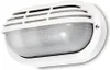 A white outdoor wall light with a ribbed plastic cover and a louvered top. Produktbild-Vorschau