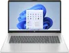 A silver HP laptop with a Windows 11 start menu open on the screen. Produktbild-Vorschau