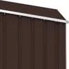 Close-up of the corrugated roof and side panel of a brown metal shed. Náhled obrázku produktu