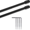 Two black curtain rods and four screws are shown against a white background. Anteprima dell’immagine prodotto