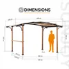 A diagram showing the dimensions of a pergola with a silhouette of a person for scale. Produktbild-Vorschau