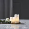 LED Stumpenkerze 'Clary' - Echtwachs - Spitzenmuster - warmweiße Flamme - H: 15cm - Timer - weiß Produktbild-Vorschau