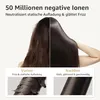 A split image showing a person's hair before and after using a product, with close-ups of hair strands. Produktbild-Vorschau