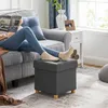 Pufa ciemnoszara 38x38x40 ze schowkiem i nogami drewnianymi Podgląd zdjęcia produktu 2