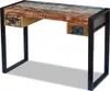 A desk with a reclaimed wood top and black metal legs, shown against a white background. Anteprima dell’immagine prodotto