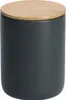 A dark grey ceramic storage jar with a bamboo lid. Produktbild-Vorschau
