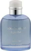 Runde Flasche Dolce & Gabbana Light Blue Pour Homme in Hellblau mit silber-weißem Verschluss, Schrift in Silber. Anteprima dell’immagine prodotto