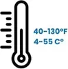 A thermometer icon with temperature ranges in Fahrenheit and Celsius. Produktbild-Vorschau