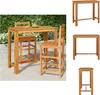 A collage of images showing a wooden bar table and stools, with one image showing the set in an outdoor setting. Produktbild-Vorschau