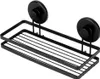 A black metal shower shelf with suction cups. Podgląd zdjęcia produktu