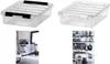 Collage of storage boxes and organized kitchen shelves. Produktbild-Vorschau