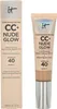 A product shot of IT Cosmetics CC+ Nude Glow foundation and its packaging. Voir les images du produit