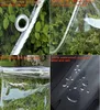 Collage of four close-up images showing details of a clear PVC tarp. Produktbild-Vorschau
