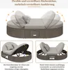 A round outdoor daybed with adjustable backrests and storage compartments, shown in multiple views. Podgląd zdjęcia produktu