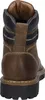 The back view of a brown leather boot with a thick black sole. Voir les images du produit