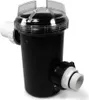A black cylindrical pool filter with a clear lid and white connectors is shown against a white background. Produktbild-Vorschau