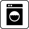 A black and white icon of a washing machine. Produktbild-Vorschau