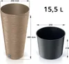 A diagram showing a tall, conical planter and a smaller cylindrical insert, with dimensions and capacity indicated. Anteprima dell’immagine prodotto