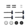 A collection of hardware components for a baby gate, laid out on a white background. Voir les images du produit