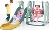 Children playing on a multi-functional playground set with a slide, swing, and basketball hoop. Anteprima dell’immagine prodotto