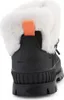 The back view of a black Palladium boot with white faux fur lining and an orange pull tab. Produktbild-Vorschau