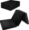 A black folding mattress is shown in two configurations: folded and unfolded. Produktbild-Vorschau