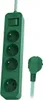 A green power strip with four outlets and a detached green plug. Podgląd zdjęcia produktu
