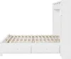 Side view of a white bed frame with a slatted mattress support and drawers. Produktbild-Vorschau