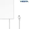 A white infrared heater panel with a power cord and plug, and the brand logo. Voir les images du produit