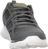 A close-up, front-facing view of a gray Skechers sneaker with white soles. Produktbild-Vorschau
