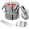 3L Eiskübel mit deckel, Sieb und Eiszange Doppelwandiger Produktbild-Vorschau 3