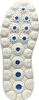 The underside of a white Geox sneaker sole with blue circular inserts. Voir les images du produit
