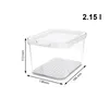 A clear product shot of a transparent storage container with dimensions and capacity indicated. Produktbild-Vorschau