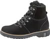 A black leather boot with laces and fur lining on a white background. Anteprima dell’immagine prodotto